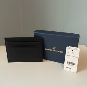 NWT BROOKS BROTHERS Men's Black Leather Card Holder